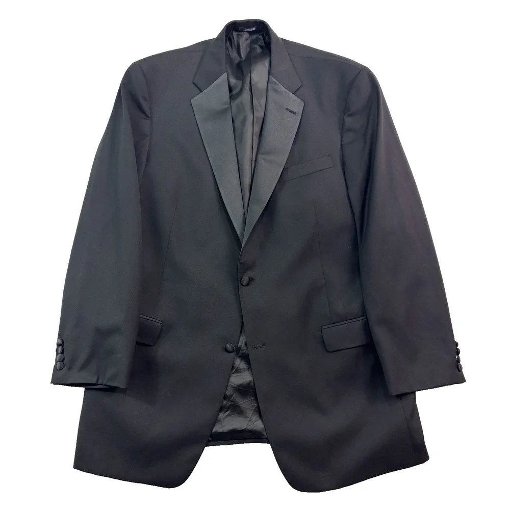 Hart Schaffner Marx 46XL 46L Black‎ Tuxedo Jacket Blazer Tux Evening Formal Wool